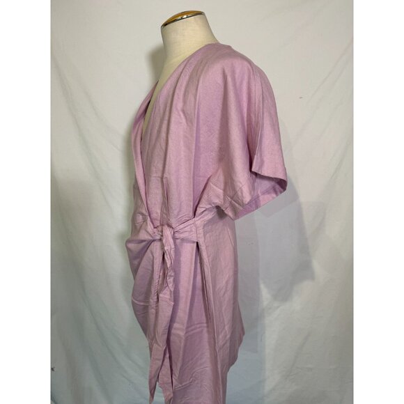 NWT Hudson North Rose Pink Linen Blend Belted Wrap Summer Dress Pockets Sz 3XL - Picture 15 of 16